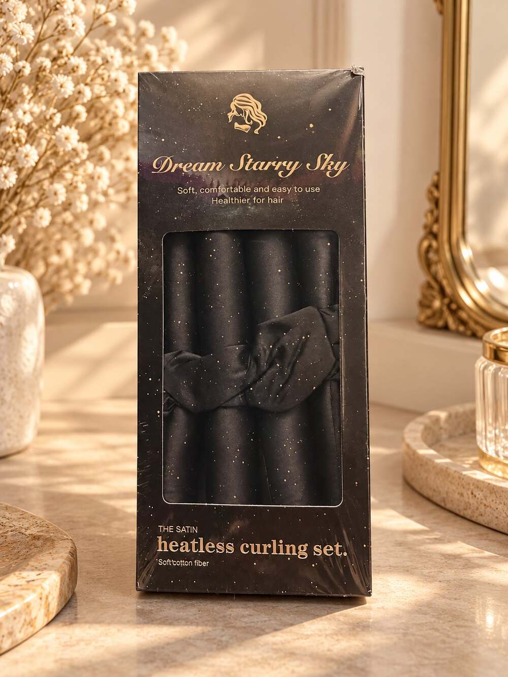 Dream Starry Sky Heatless Curling Set Black Satin